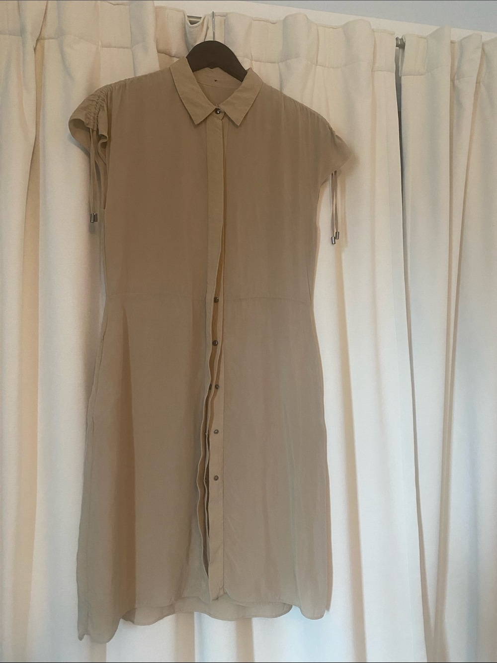 ADAY Beige Button-Front Shirt Dress